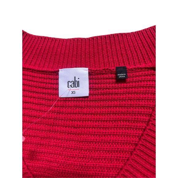 CAbi Standout red knit v-neck sweater sz XS Style #3714 - Picture 4 of 5